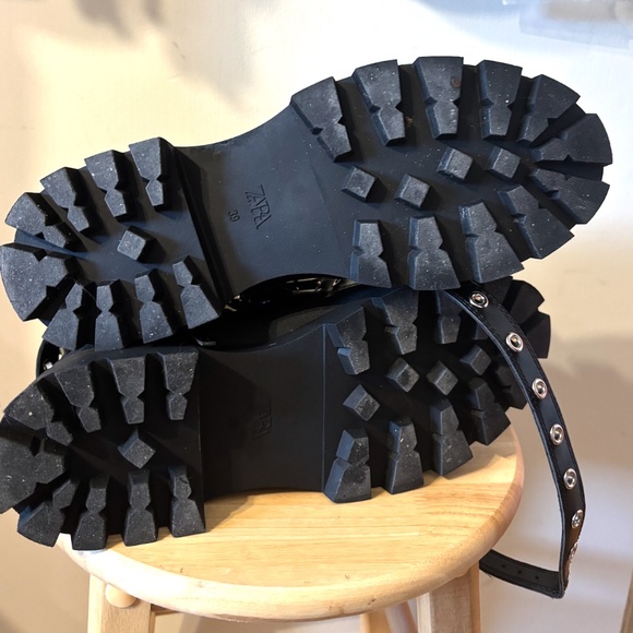 Zara Black Combat Moto Boots - Picture 10 of 12